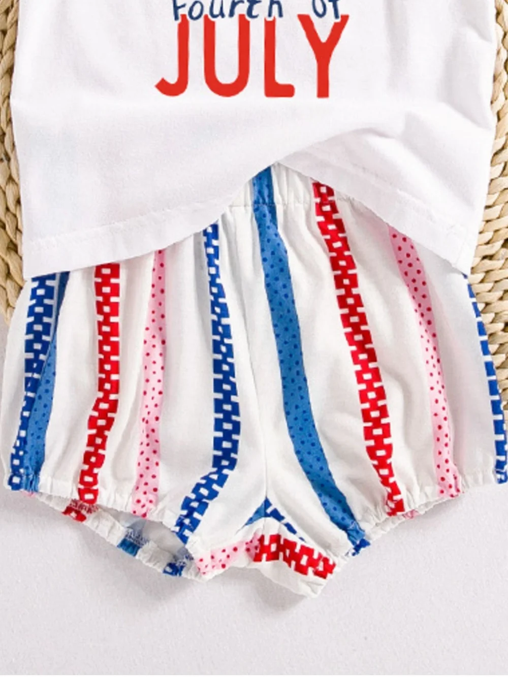 Girls Patriotic USA Tank & Shorts Set - White, Red, Blue